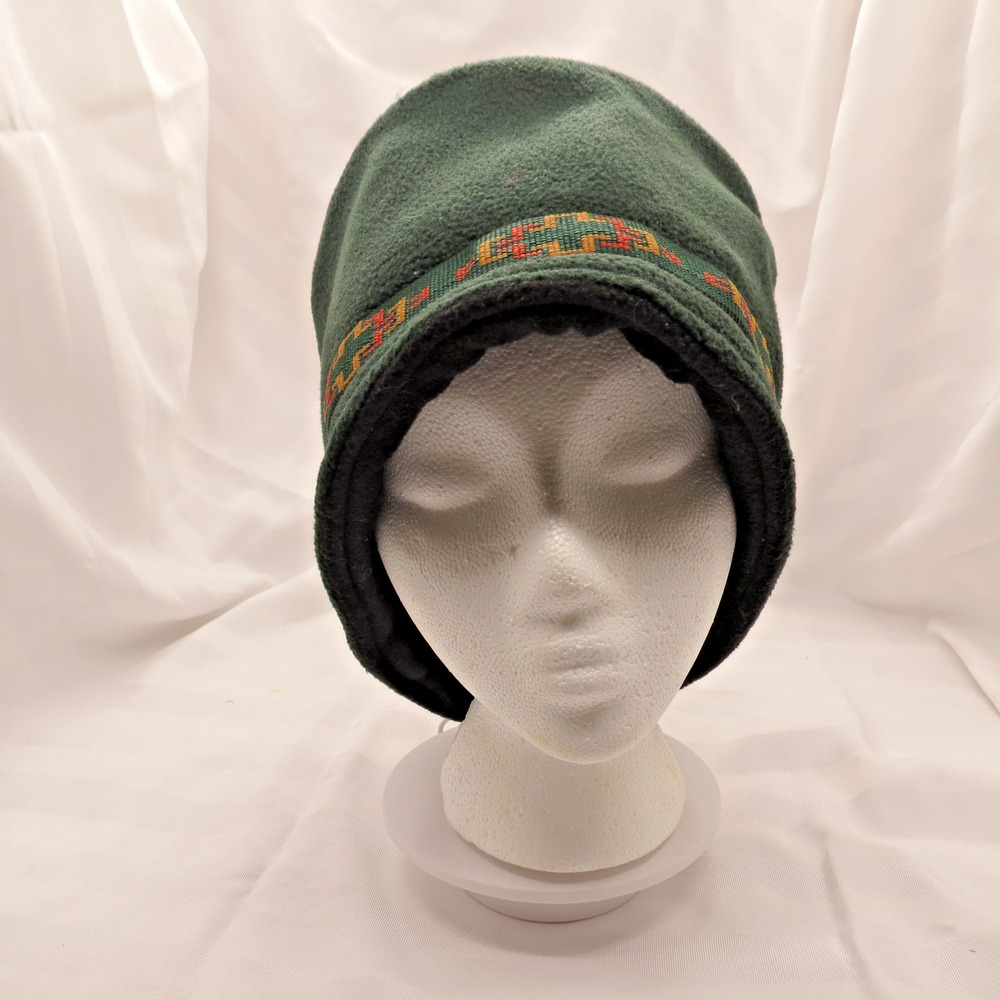 Merry Toucan Fleece Cloche Bucket Hat Green Southwest Geometric Reversable